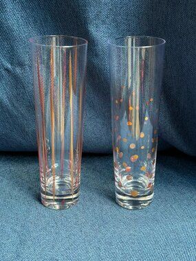 2010s Zodax Centuri La Fete Gold Highball Champagne Glasses Tumblers Set of 2